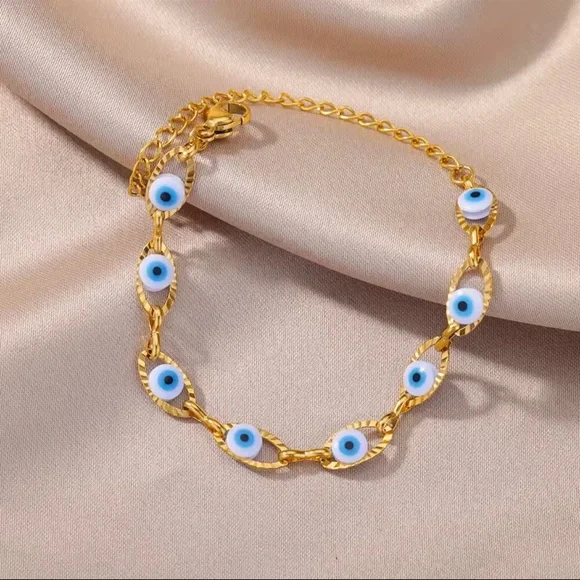 Bracelet Blue eye Gold Evil Eye 

Stainless Steel Bracelet ✨ - Picture 5 of 17